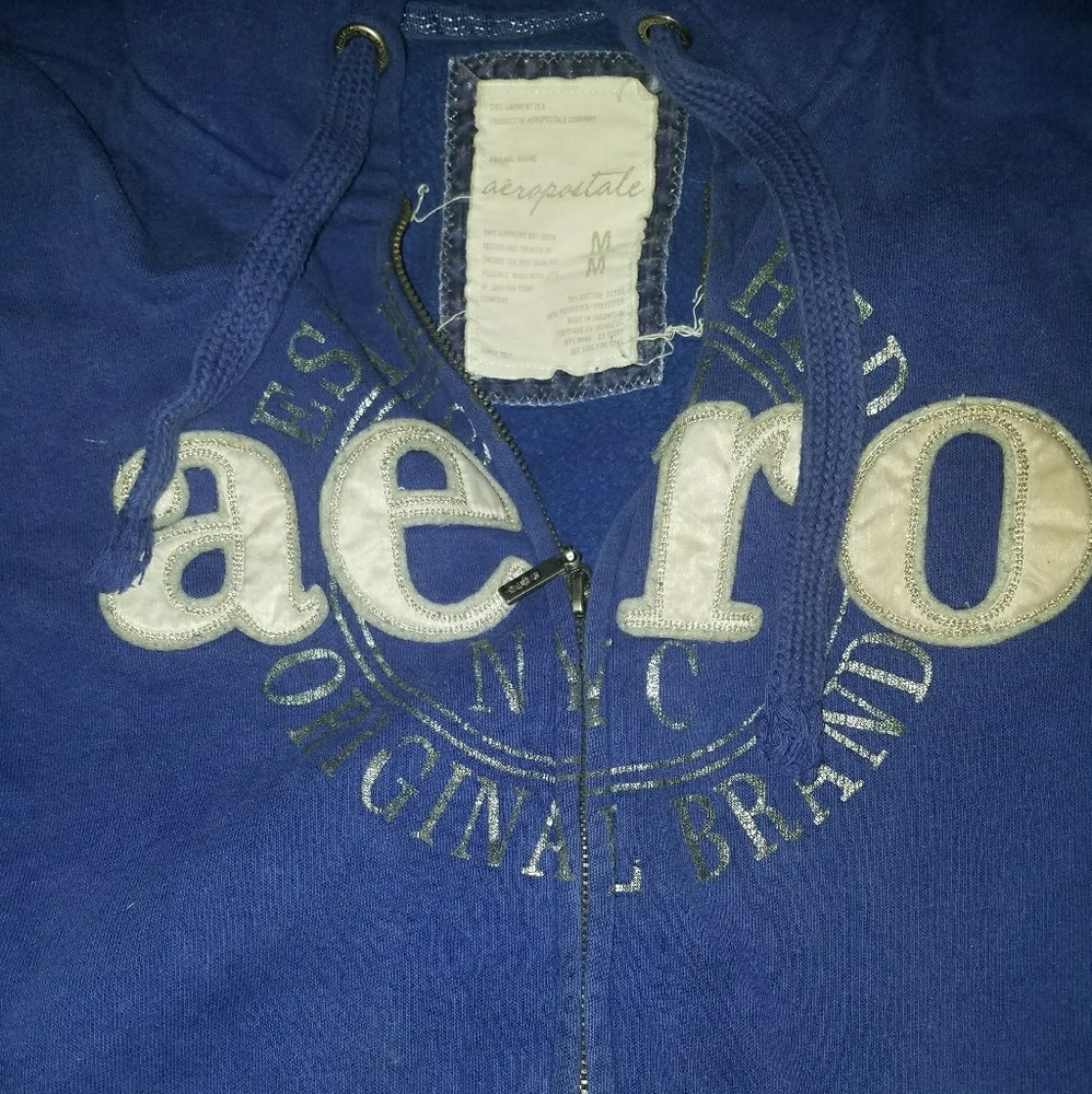 Blue white and silver aeropostale jacket